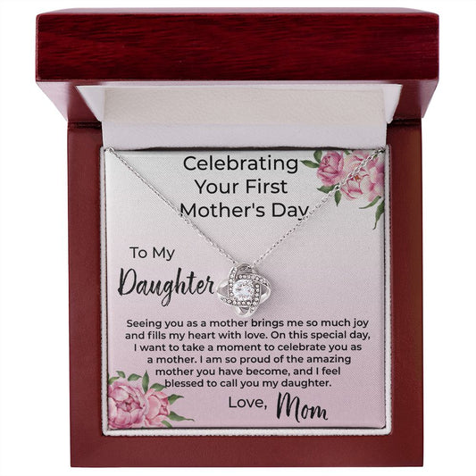 Daughter Celebrating First Mother's Day Necklace From Mom