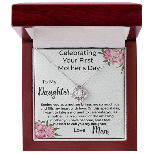 Daughter Celebrating First Mother's Day Necklace from Mom