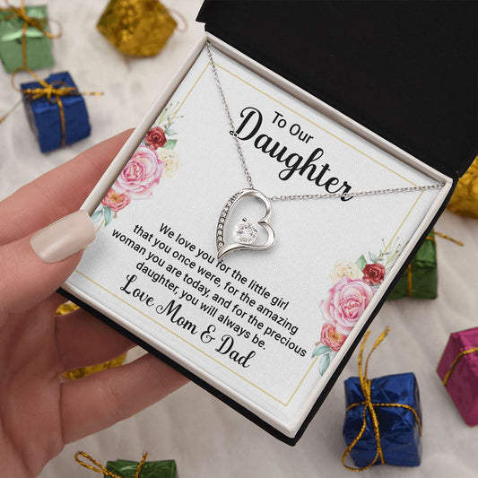 To Our Daughter Forever Love Necklace Love Mom and Dad