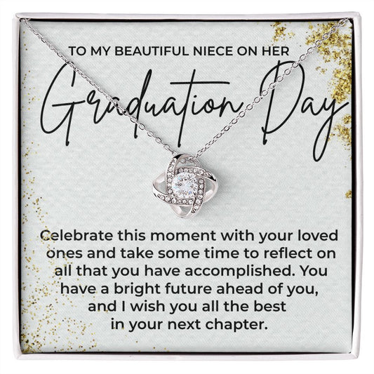 Love Knot Message Graduation Card (1) Graduation Day Necklace Gift for Her
