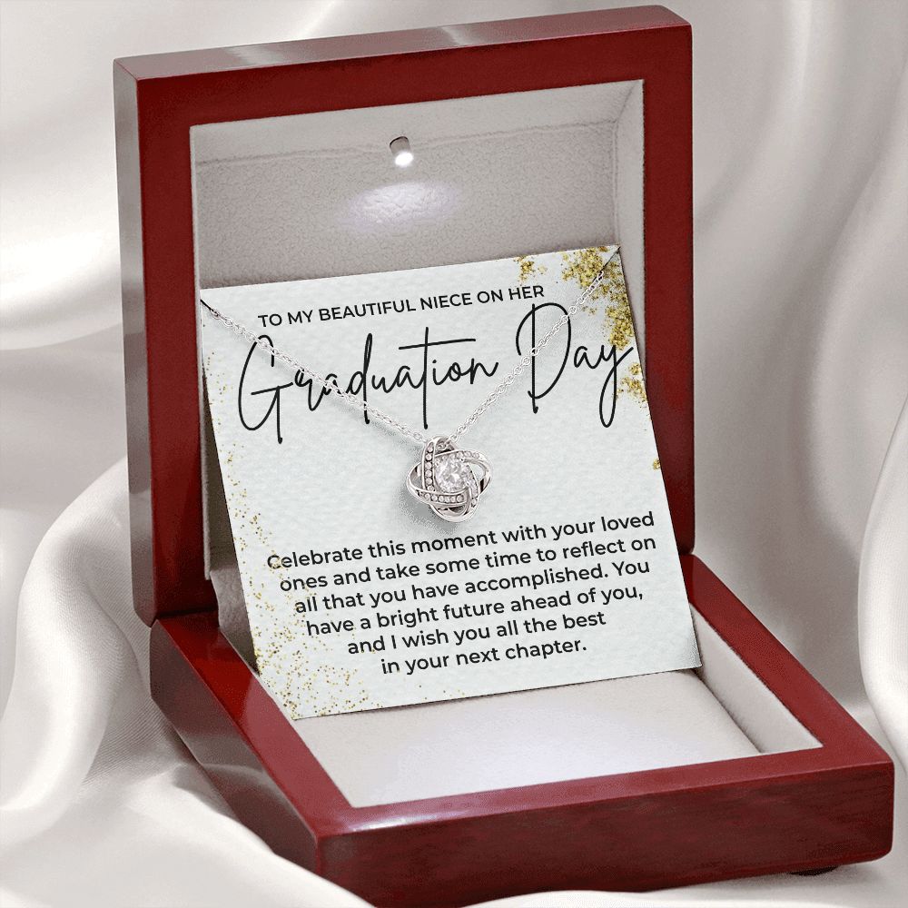 Love Knot Message Graduation Card (1) Graduation Day Necklace Gift for Her