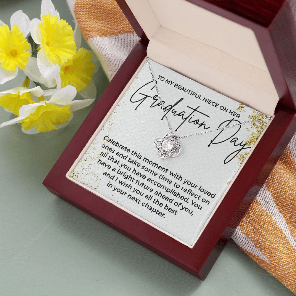 Love Knot Message Graduation Card (1) Graduation Day Necklace Gift for Her