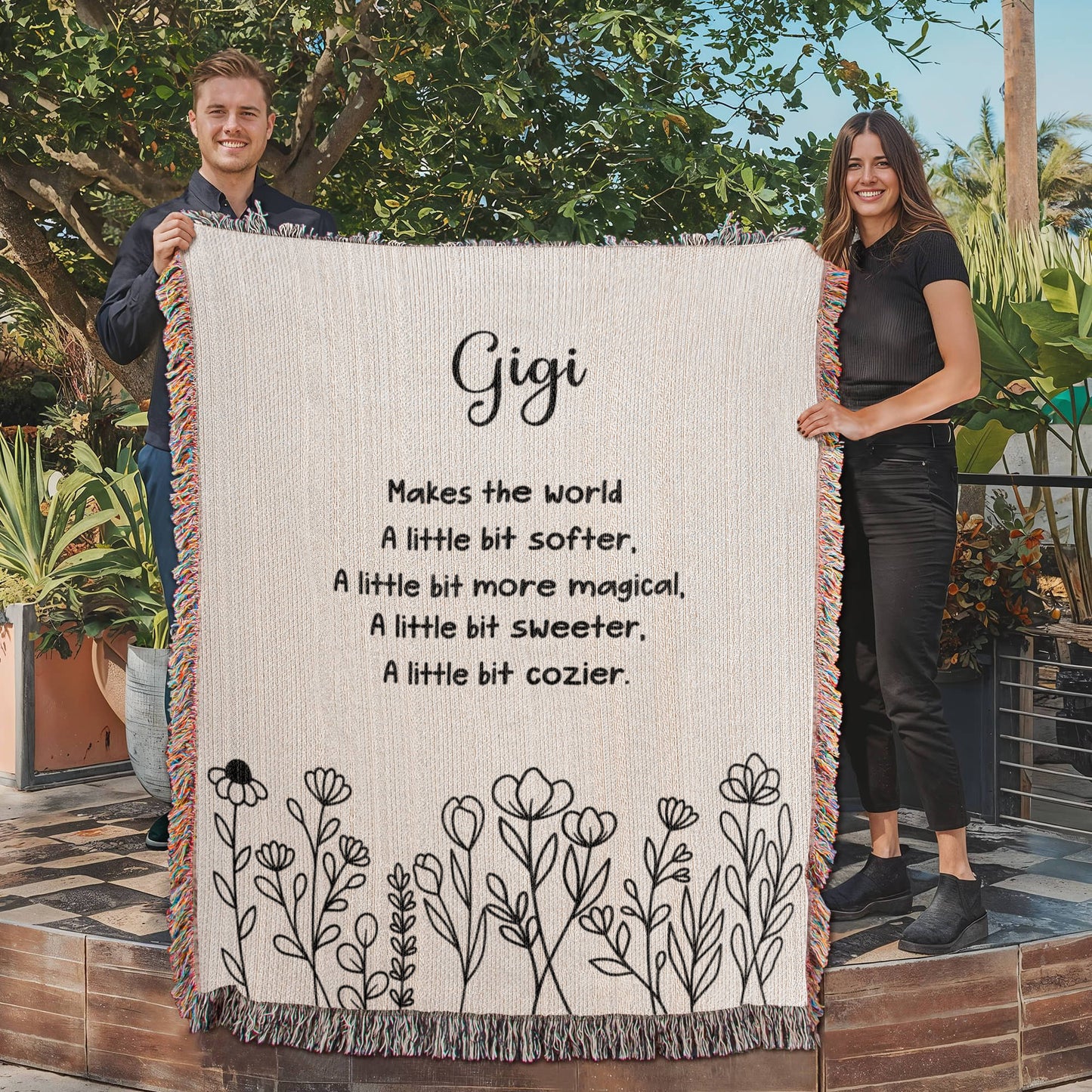 Custom Woven Blanket Grandma Throw Blanket Christmas Gift for Grandma Grandmom Present