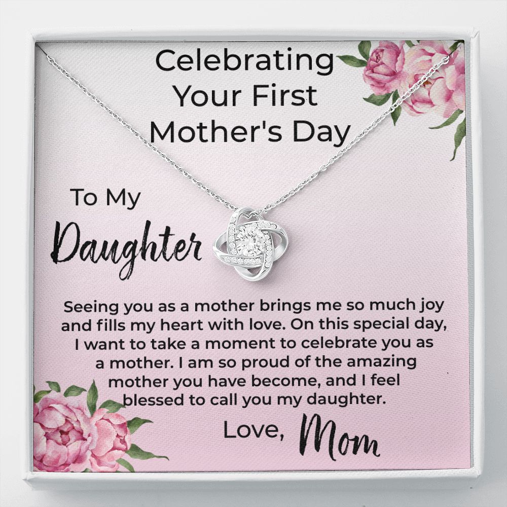 Daughter Celebrating First Mother's Day Necklace From Mom